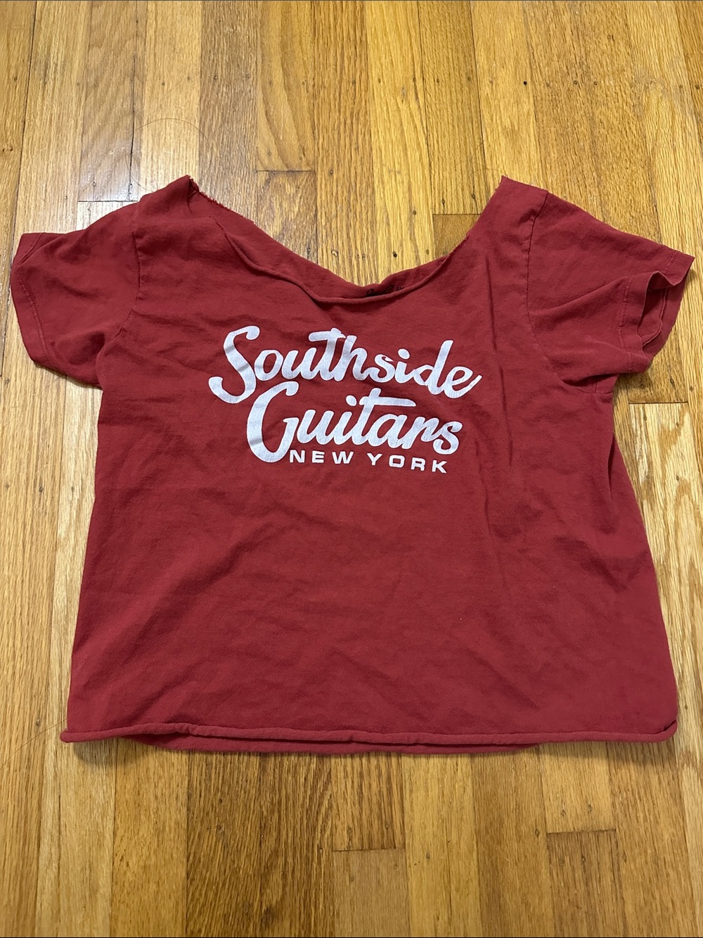 Pacsun Red Southside Guitars Off the Shoulder Tee